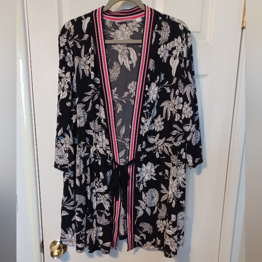 Susan Graver Belted Floral Kimono/Jacket